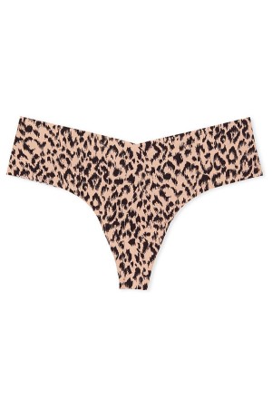 Animal Camouflage Brown Victoria's Secret Sexy Illusions by Victorias Secret No Show Thong Knickers | 2781EALUQ