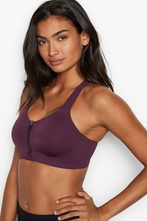 Apricot Frost Orange Victoria's Secret Knockout High Impact Racerback Zip Up Sports Bra | 6830JLMAX