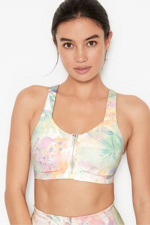 Apricot Frost Orange Victoria's Secret Knockout High Impact Racerback Zip Up Sports Bra | 0739RJCMI