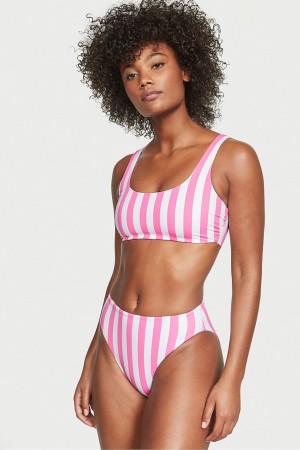 Aqua Blue Cabana Stripe Victoria's Secret Swim Bikini Top | 6815BQSFJ