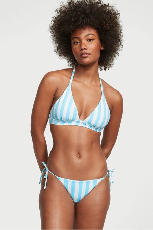 Aqua Blue Cabana Stripe Victoria's Secret Swim Bikini Top | 2905GAEKU