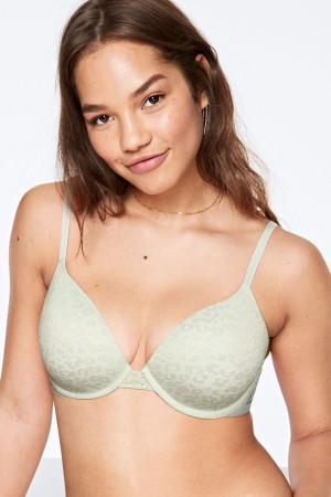 Aqua Fog Blue Victoria's Secret Lace Lightly Lined T-Shirt Bra | 3670COVKE