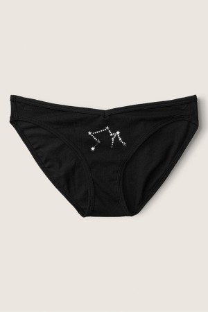 Aquarius Black Victoria's Secret Stretch Cotton Astrology Cotton Bikini Knickers | 0587UZDXY