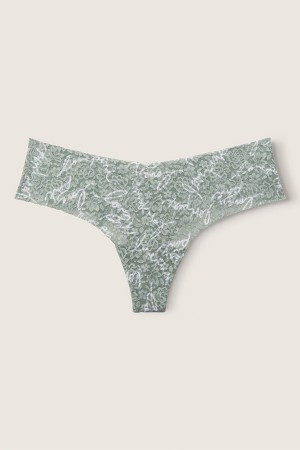 Arctic Ice Blue Victoria's Secret No Show Thong Lace Knickers | 4062FHCYI