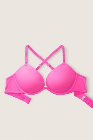 Atomic Pink Shine Victoria's Secret Wear Everywhere Smooth Push Up T-Shirt Bra | 7803DVLMJ