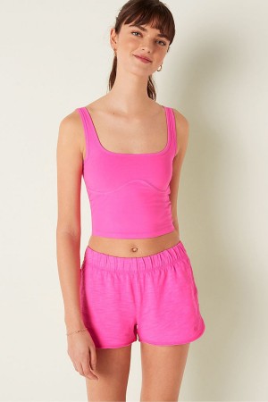 Atomic Pink Victoria's Secret Cotton Contour Crop Top Tank Top | 4385SRBGT