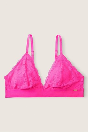 Atomic Pink Victoria's Secret Lace Unlined Triangle Bralette | 8427BTKNX