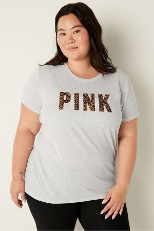 Atomic Pink Victoria's Secret Logo Short Sleeve T-Shirt | 1437DOQBG