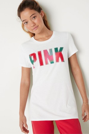 Atomic Pink Victoria's Secret Logo Short Sleeve T-Shirt | 0948XOZDM