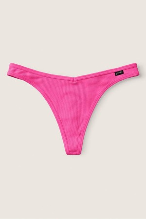 Atomic Pink Victoria's Secret Stretch Cotton Cotton Thong Knickers | 3615XANIZ