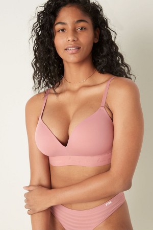 Beige Nude Victoria's Secret Wear Everywhere Smooth Non Wired Push Up T-Shirt Bra | 4690CRPDM