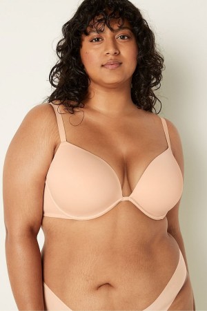 Beige Nude Victoria's Secret Wear Everywhere Smooth Push Up T-Shirt Bra | 3754ETCVN