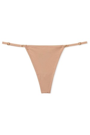 Beige Victoria's Secret Love Cloud Adjustable String Thong Knickers | 4139QIRPL