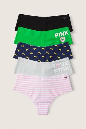 Black/Green/Pink/Grey PINK Originals Victoria's Secret No-Show No Show Cheeky Knickers 5 Pack | 1028TNBHD