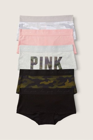 Black/Grey/Pink/Green Victoria's Secret Cotton Short Knickers 5 Pack | 2016BEHKV