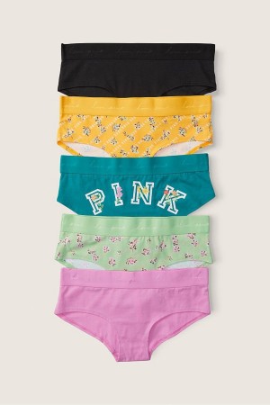 Black/Pink/Green/Orange Victoria's Secret Stretch Cotton Cotton Hipster Knickers 5 Pack | 3189AWCEO