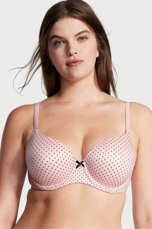 Black And Pink Rosey Floral Victoria's Secret Body by Victoria Smooth Lightly Lined Demi Bra | 8051THUWG