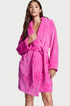 Black Cherries Victoria's Secret Cosy Short Dressing Gown | 7385THDLY