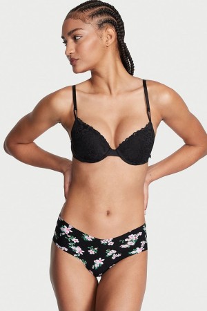 Black Ditsy Strawberry Victoria's Secret Sexy Illusions by Victorias Secret No Show Cheeky Knickers | 2198AHELI