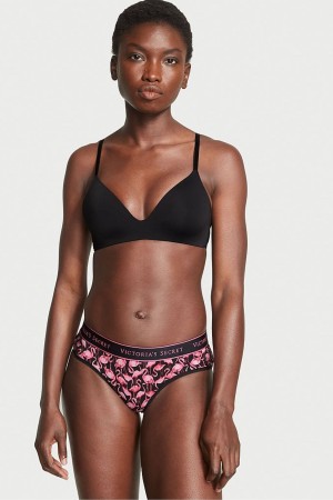 Black Flamingo Party Victoria's Secret Stretch Cotton Cotton Logo Hipster Knickers | 2683NDARZ