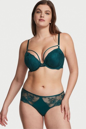 Black Ivy Green Victoria's Secret Very Sexy Strappy Fishnet Lace Bra | 7482CLATU