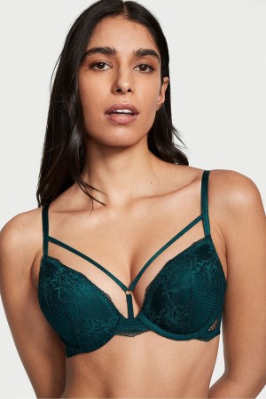 Black Ivy Green Victoria's Secret Very Sexy Strappy Fishnet Lace Bra | 2610SHKQY