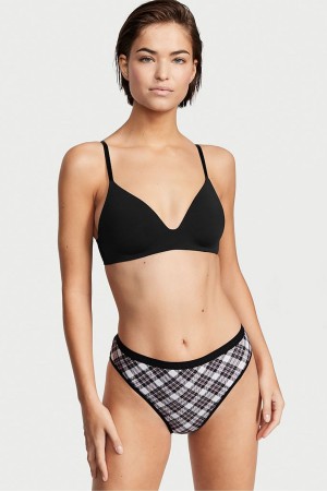 Black Logo Lockup Victoria's Secret Stretch Cotton Stretch Cotton High Leg Brief Knickers | 1248BAVJU