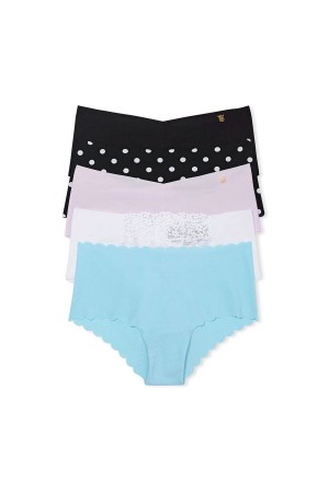 Black/ Purple/ White/ Blue Victoria's Secret Sexy Illusions by Victorias Secret Smooth No Show Cheeky Knickers 5 Pack | 0371KRIPL