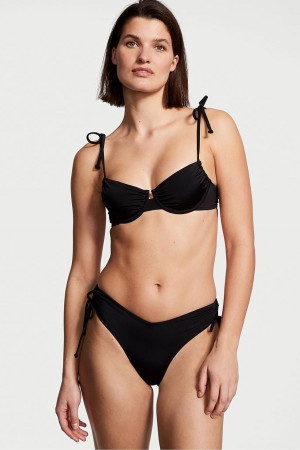 Black Shine Victoria's Secret Swim Bikini Bottom | 9465DOFTS