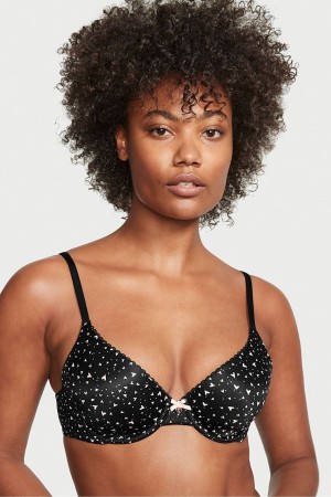 Black Swirling Heart Victoria's Secret Body by Victoria Smooth Lightly Lined Full Cup Bra | 3427RFSHU