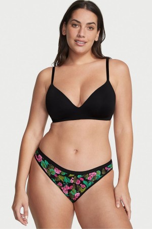 Black Tropical Oasis Victoria's Secret Stretch Cotton Cotton Bikini Knickers | 8564KPDTF