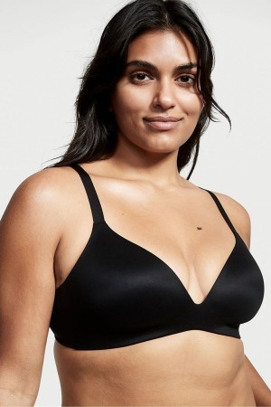 Black Victoria's Secret Bare Smooth Lightly Lined Plunge Non Wired Bra | 1497UIOLS