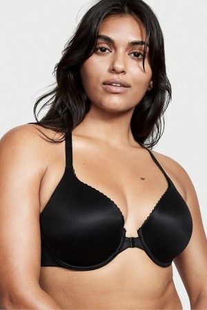 Black Victoria's Secret Body by Victoria Lace Trim Front Fastening Lightly Lined Full Cup Bra | 8754NFLPQ