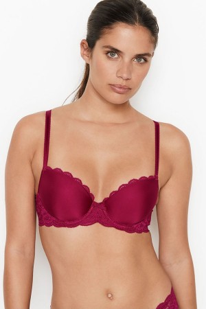 Black Victoria's Secret Dream Angels Smooth Lace Wing Lightly Lined Demi Bra | 4730HFXVE