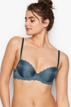 Black Victoria's Secret Dream Angels Smooth Lace Wing Lightly Lined Demi Bra | 1530VCBHM