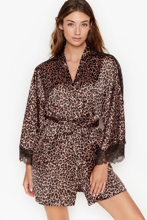 Black Victoria's Secret Lace Inset Kimono Robe | 9243FQSLA