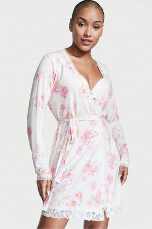 Black Victoria's Secret Modal Short Long Sleeve Robe | 8732FQAER