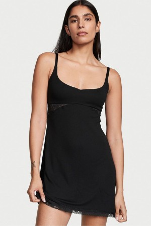 Black Victoria's Secret Modal Slip Dress | 3657KREPG