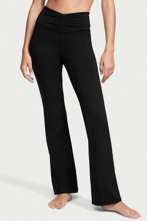 Black Victoria's Secret Ruched Wide Leg Flare Legging | 2836ROPLM