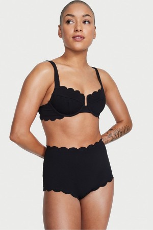 Black Victoria's Secret Scallop Full Coverage Swim Bikini Top | 4183VJNXY