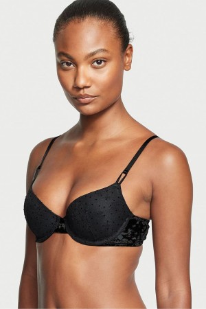 Black Victoria's Secret Sexy Tee Lace Lightly Lined T-Shirt Bra | 2178TGFKW