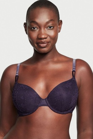 Black Victoria's Secret Sexy Tee Lace Lightly Lined T-Shirt Bra | 8746VDRLU