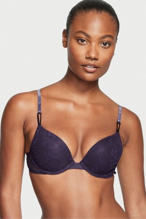 Black Victoria's Secret Sexy Tee Lace T-Shirt Push Up Bra | 9107TFSIG