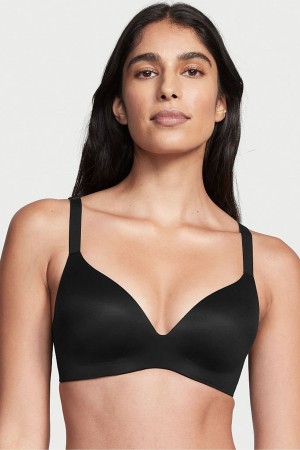 Black Victoria's Secret Smooth Lightly Lined Non Wired Push Up Bra | 8753TPBOD