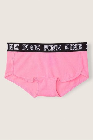 Black Victoria's Secret Stretch Cotton Cotton Logo Short Knickers | 4061ZRCPL