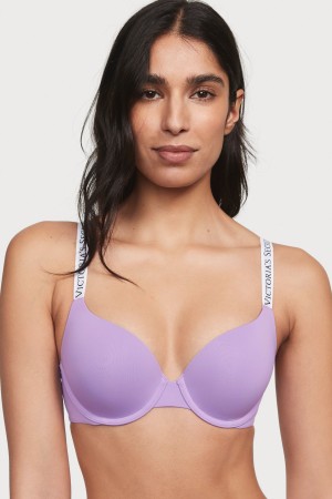 Black Victoria's Secret The T-Shirt Full Coverage Push Up Logo Bra | 9076ZMASH