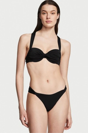 Black Victoria's Secret Twist Balcony Bra Bikini Top | 2351ZECJK