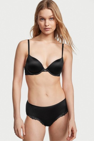 Black Victoria's Secret Very Sexy Lace Trim Cheeky Knickers | 7905CLQOK