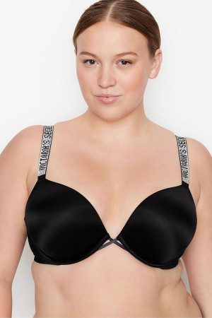 Black Victoria's Secret Very Sexy Shine Strap Add 2 Cups Bombshell Bra | 9678HVULJ