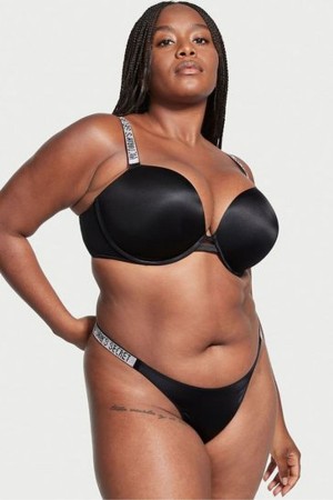 Black Victoria's Secret Very Sexy Shine Strap Push Up Bra | 8579UYCXJ